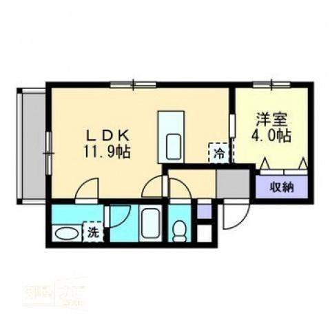ミモザヒルズ大雲寺(1LDK/3階)の間取り写真