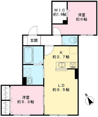 ラパン・ドゥ(2LDK/1階)の間取り写真