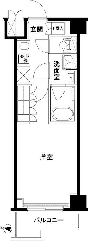 ルーブル武蔵小杉六番館(1K/2階)の間取り写真