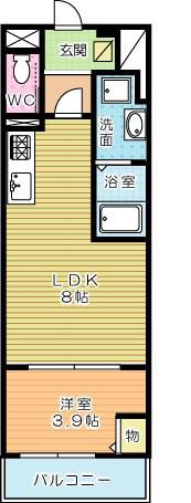 MERVEILLE・三萩野(1LDK/1階)の間取り写真