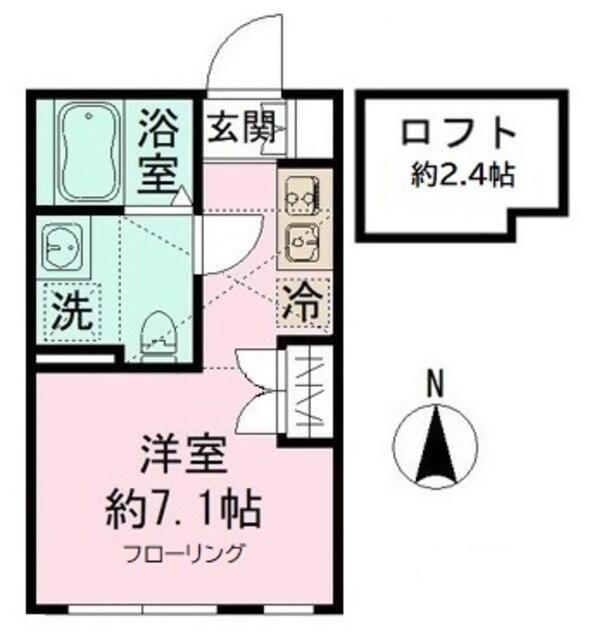 シエルN棟(ワンルーム/2階)の間取り写真
