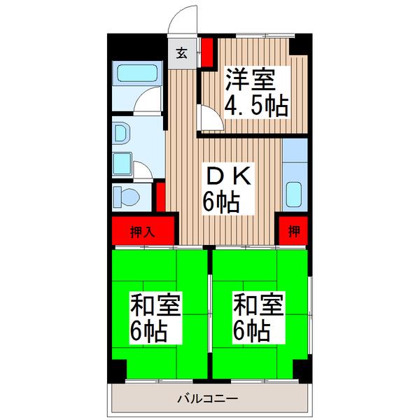 ニューハイム松木(3DK/2階)の間取り写真