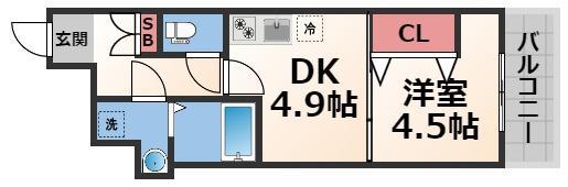 GARDENIA高井田(1DK/5階)の間取り写真