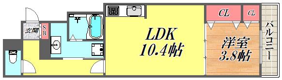 カーサ武庫之荘(1LDK/1階)の間取り写真