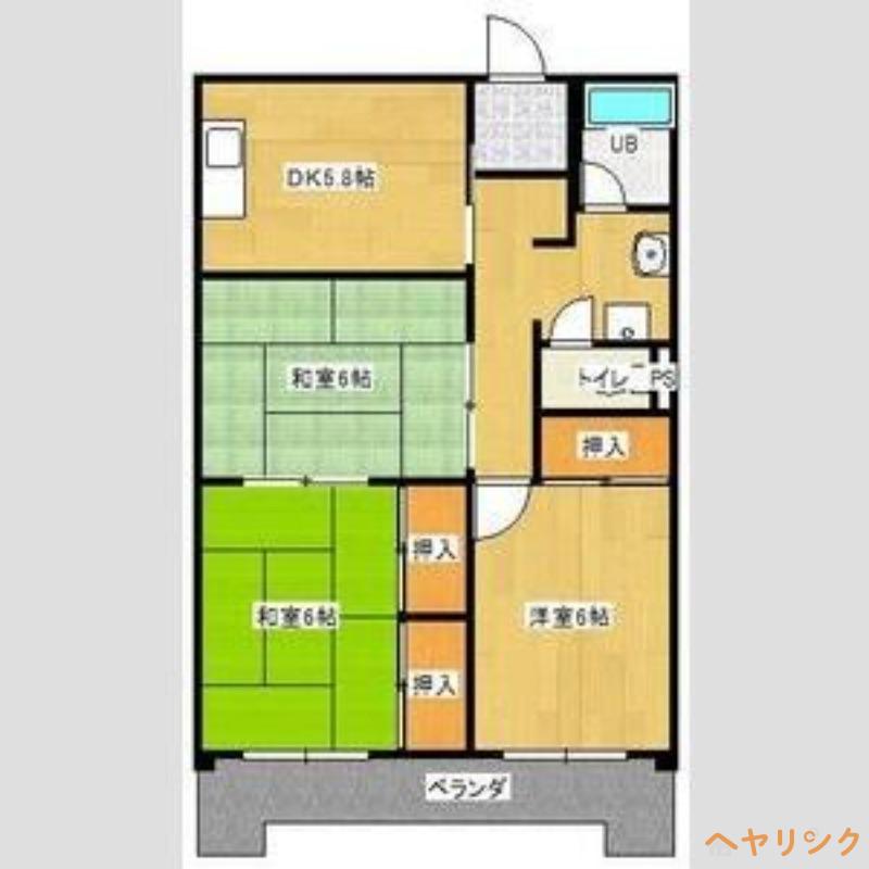 コーポ憩(3DK/3階)の間取り写真