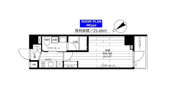ステージグランデ茅場町(1K/4階)の間取り写真