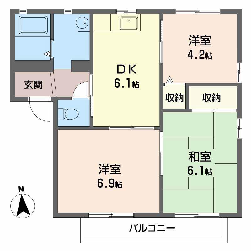フレグランス立部A(3DK/2階)の間取り写真