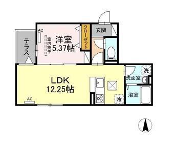セレスティア一ツ家(1LDK/1階)の間取り写真