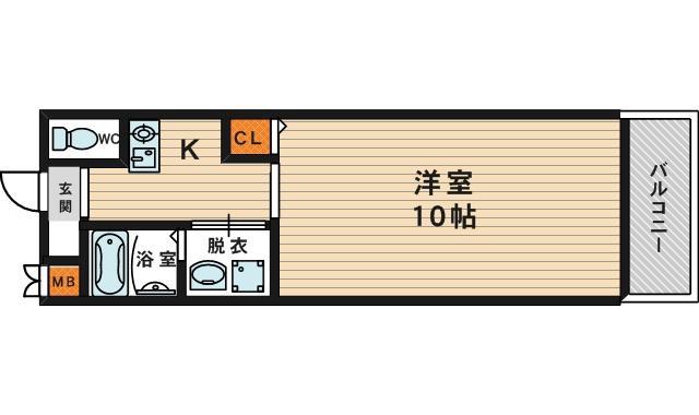 おしゃれマンション(1K/2階)の間取り写真