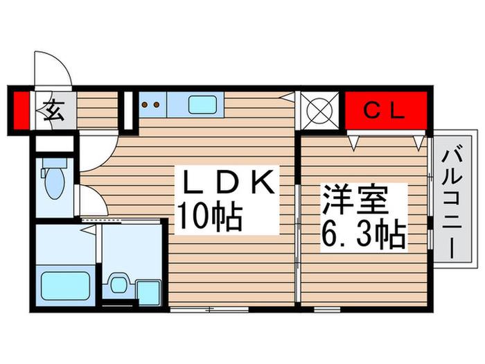 レヴェール(1LDK/2階)の間取り写真
