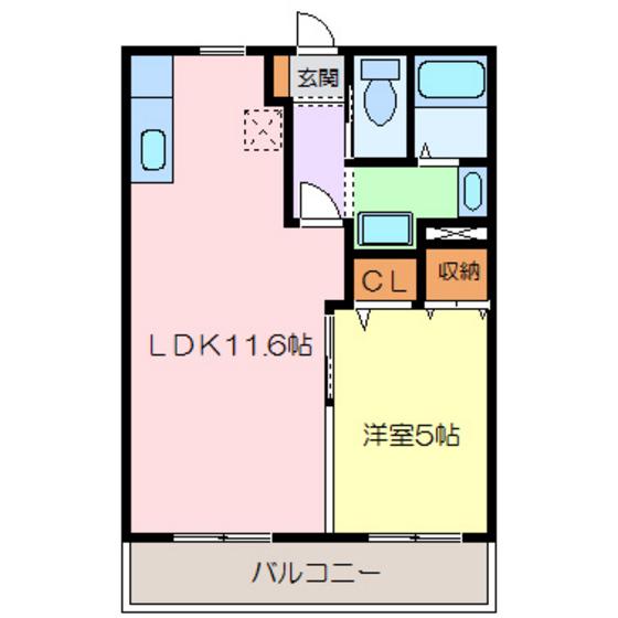 グラスリード.2(1LDK/5階)の間取り写真