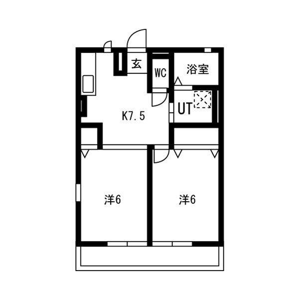 ラグーナB(2DK/1階)の間取り写真
