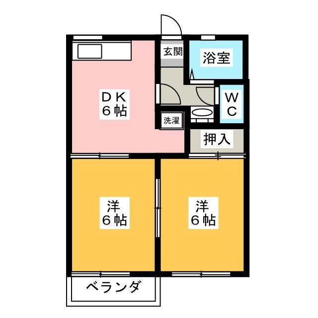 メゾンブローニュ5号棟(2DK/1階)の間取り写真