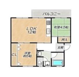 公団狭山6棟(2LDK/4階)の間取り写真
