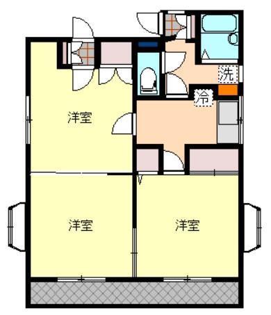 ホームユニバース泉崎I(3K/1階)の間取り写真