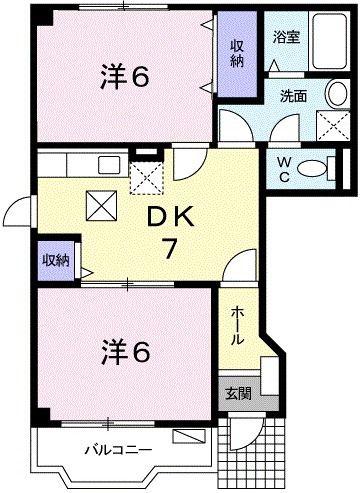 ハッピーライフ(2DK/1階)の間取り写真