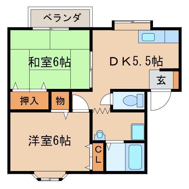 メゾンセキIII(2DK/1階)の間取り写真