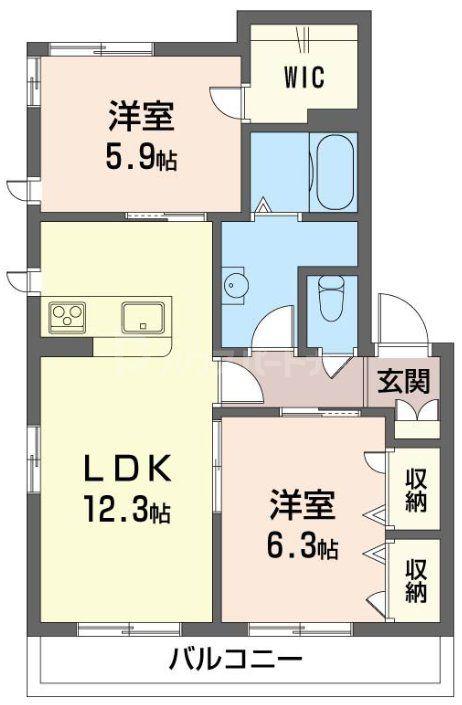 グランコートI番館(2LDK/2階)の間取り写真