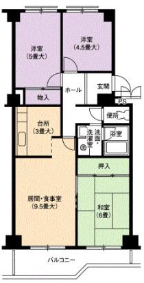 神宮東パークハイツ(3LDK/2階)の間取り写真