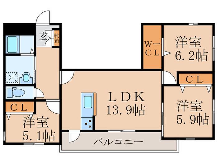 CO・STA 柏の森(3LDK/2階)の間取り写真