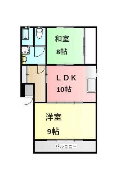 ウエステージI(2LDK/2階)の間取り写真