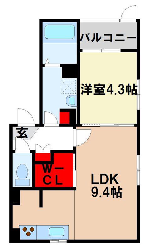 CB小郡リネア(1LDK/3階)の間取り写真