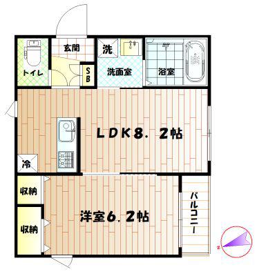 LALLURE(1LDK/2階)の間取り写真