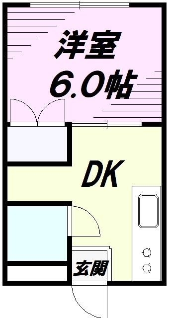 ハイツロアール(1DK/2階)の間取り写真