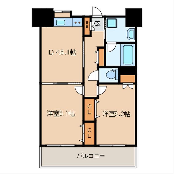 LUCIS高宮(2DK/9階)の間取り写真