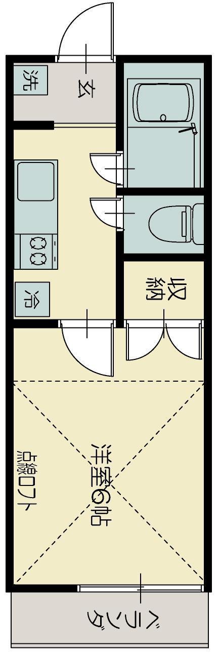 チェリーヒルズ(1K/1階)の間取り写真
