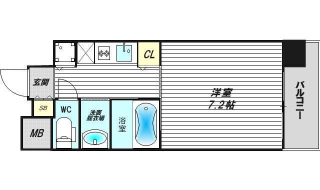 レジデンス南森町(1K/7階)の間取り写真