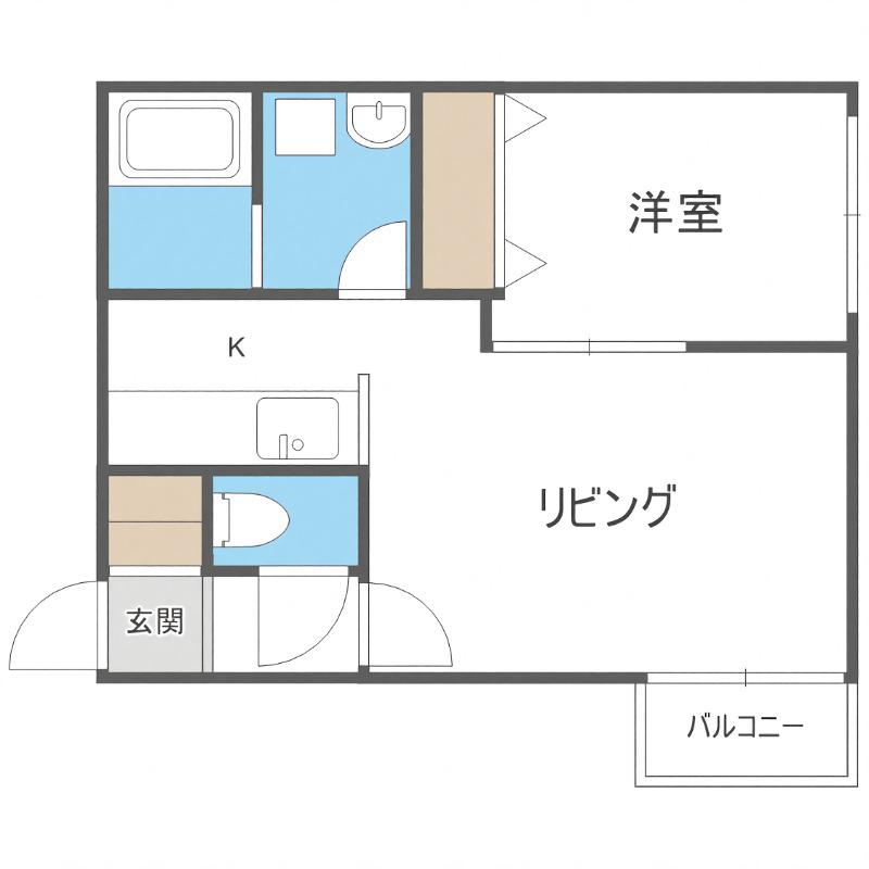 ルーチェ厚別(1LDK/4階)の間取り写真