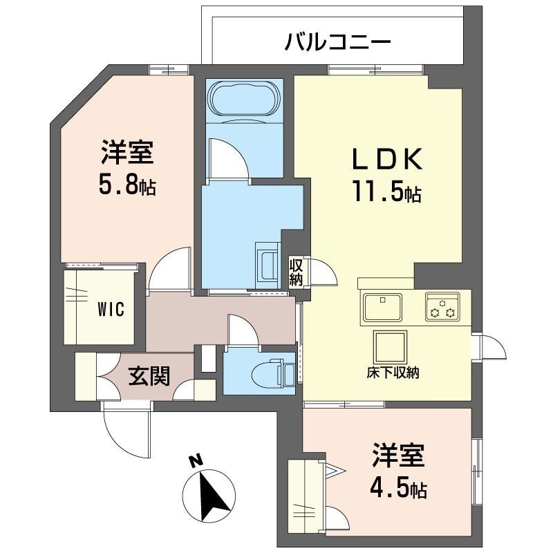 ブリランテ本八幡(2LDK/1階)の間取り写真