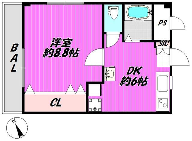 登戸貸マンション(1DK/2階)の間取り写真