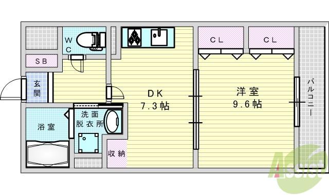 グランフェニックス(1DK/2階)の間取り写真