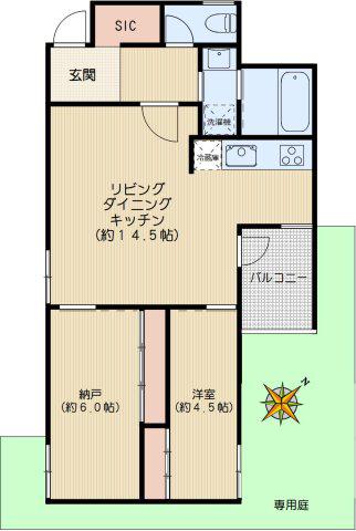 BELAIR千石(1SLDK/1階)の間取り写真