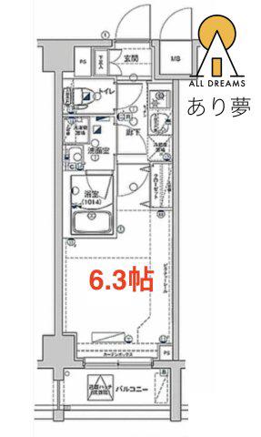 LEA横濱西口壱番館(1K/3階)の間取り写真