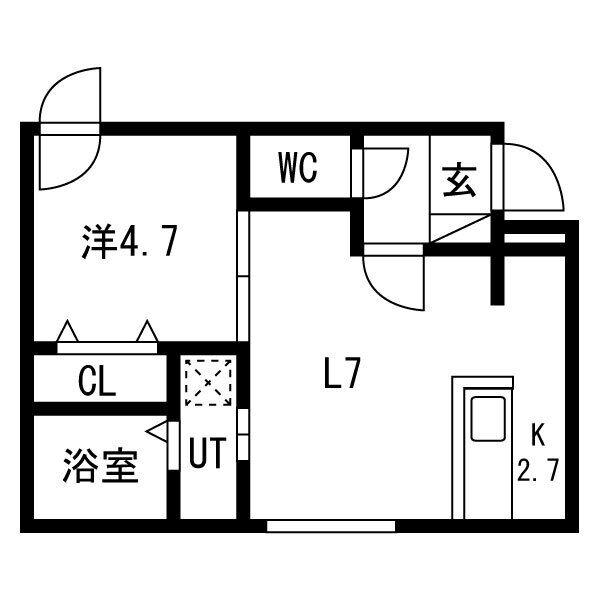 GRAN MOON(1LDK/1階)の間取り写真