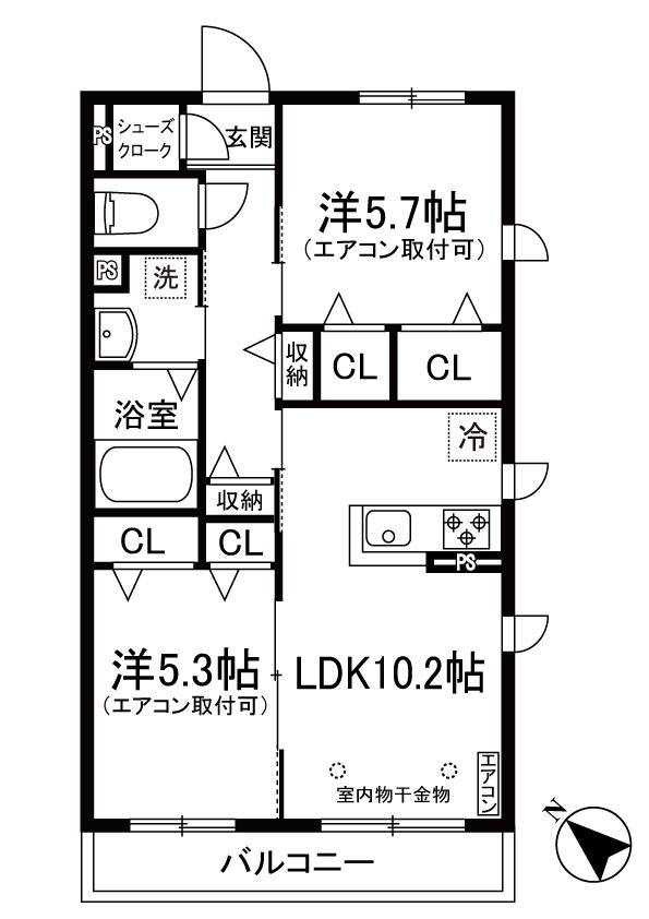  ベリーメゾン都筑(2LDK/1階)の間取り写真