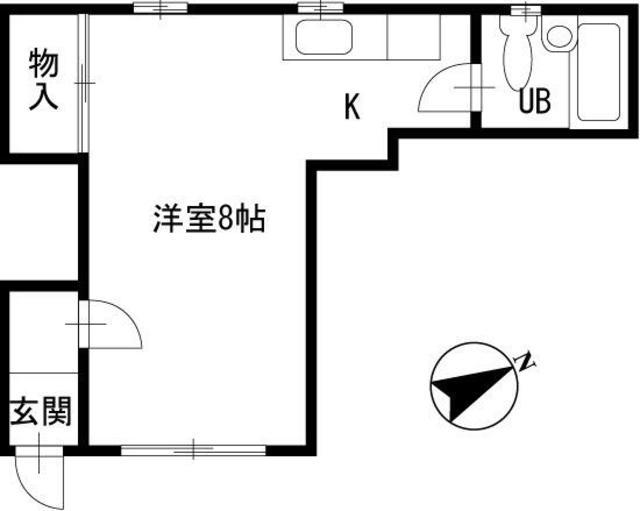 オークハウス(ワンルーム/1階)の間取り写真
