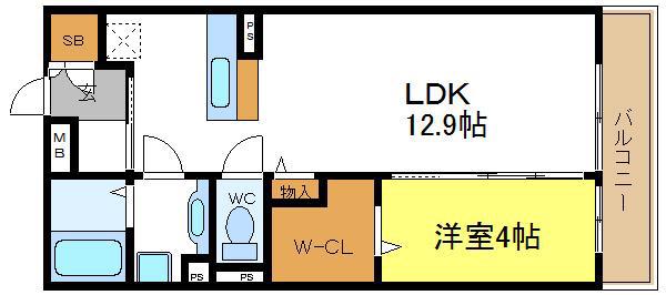 ラ・ヴィ・アン・フルール(1LDK/3階)の間取り写真