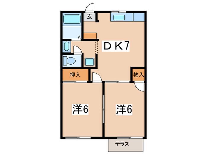 グランフレグランス1(2DK/1階)の間取り写真