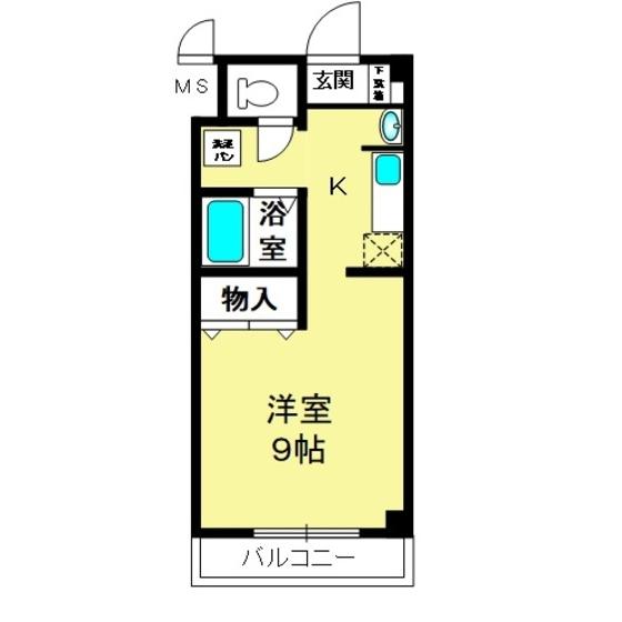 メルベーユ伊勢(1K/3階)の間取り写真