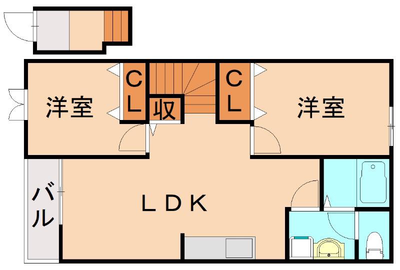 グランソレイユ・N(2LDK/2階)の間取り写真