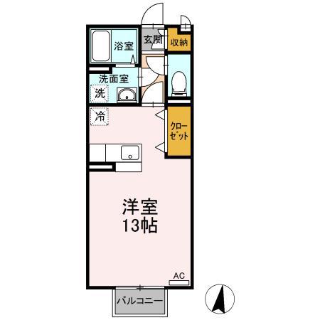 ソレイユ引野(ワンルーム/1階)の間取り写真