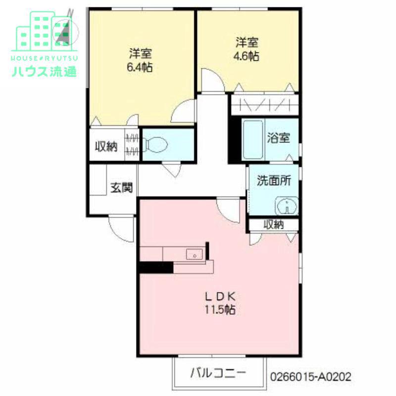 フォーレスヤマグチ A棟(2LDK/2階)の間取り写真