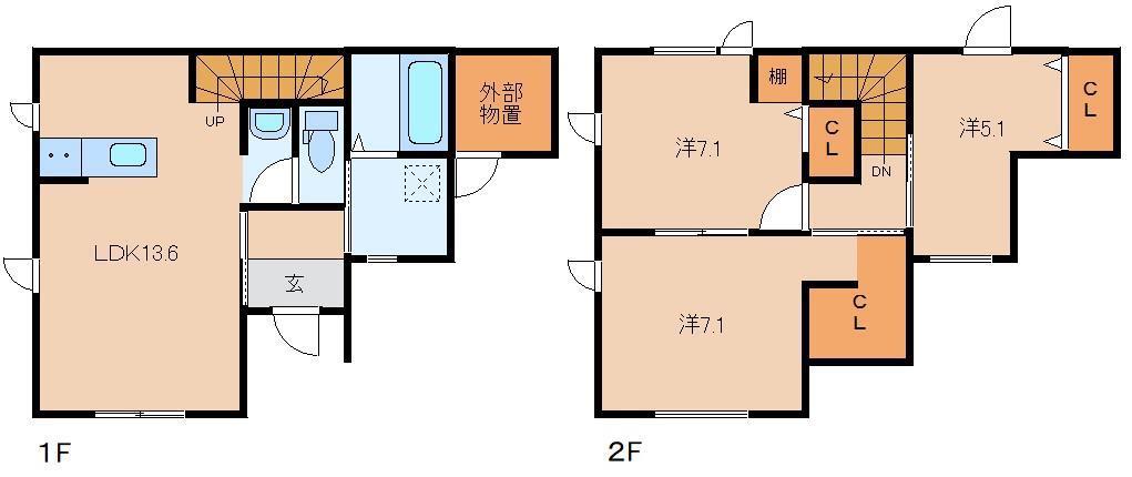 FOUR LEAFA・B棟(3LDK/1階)の間取り写真