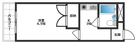 サンウエスト西真上(1K/2階)の間取り写真