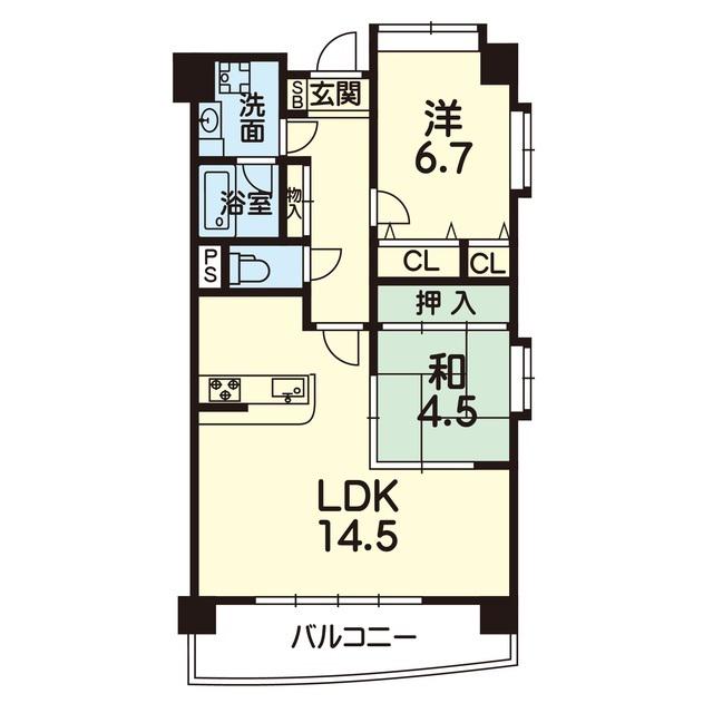 キャッスルビュー(2LDK/6階)の間取り写真