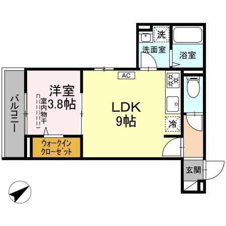 ハイム羽沢横浜国大XII番館(1LDK/3階)の間取り写真